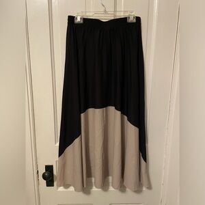 Max Studio Two-Tone Black and Taupe Midi Skirt